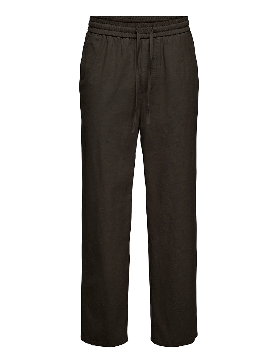 ONLY & SONS - ONSSINUS LOOSE 0007 COT LIN PANT NOOS - hørbukser - demitasse - 1