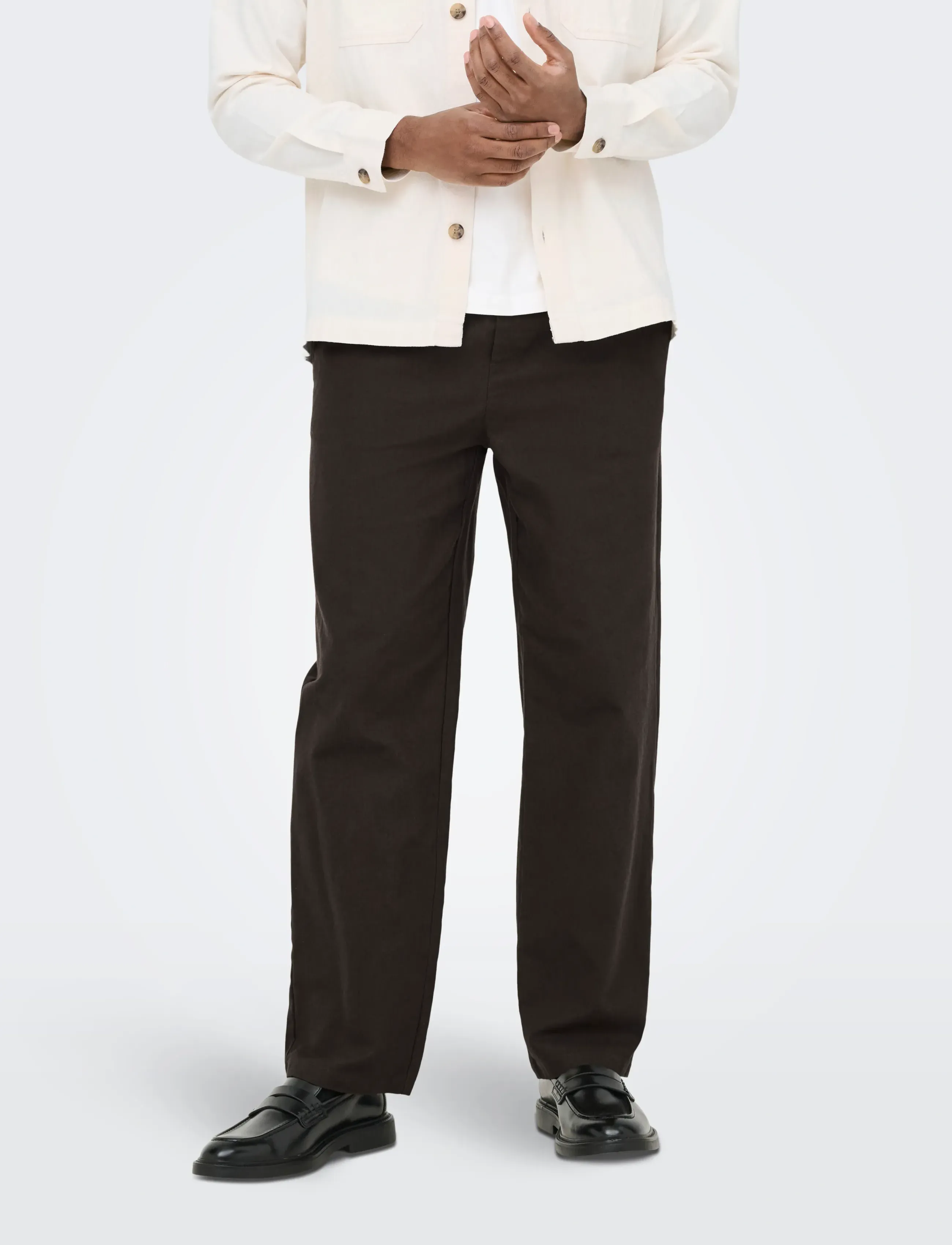 ONLY & SONS ONSSINUS LOOSE 0007 COT LIN PANT NOOS - ONLY & SONS - DEMITASSE / brown