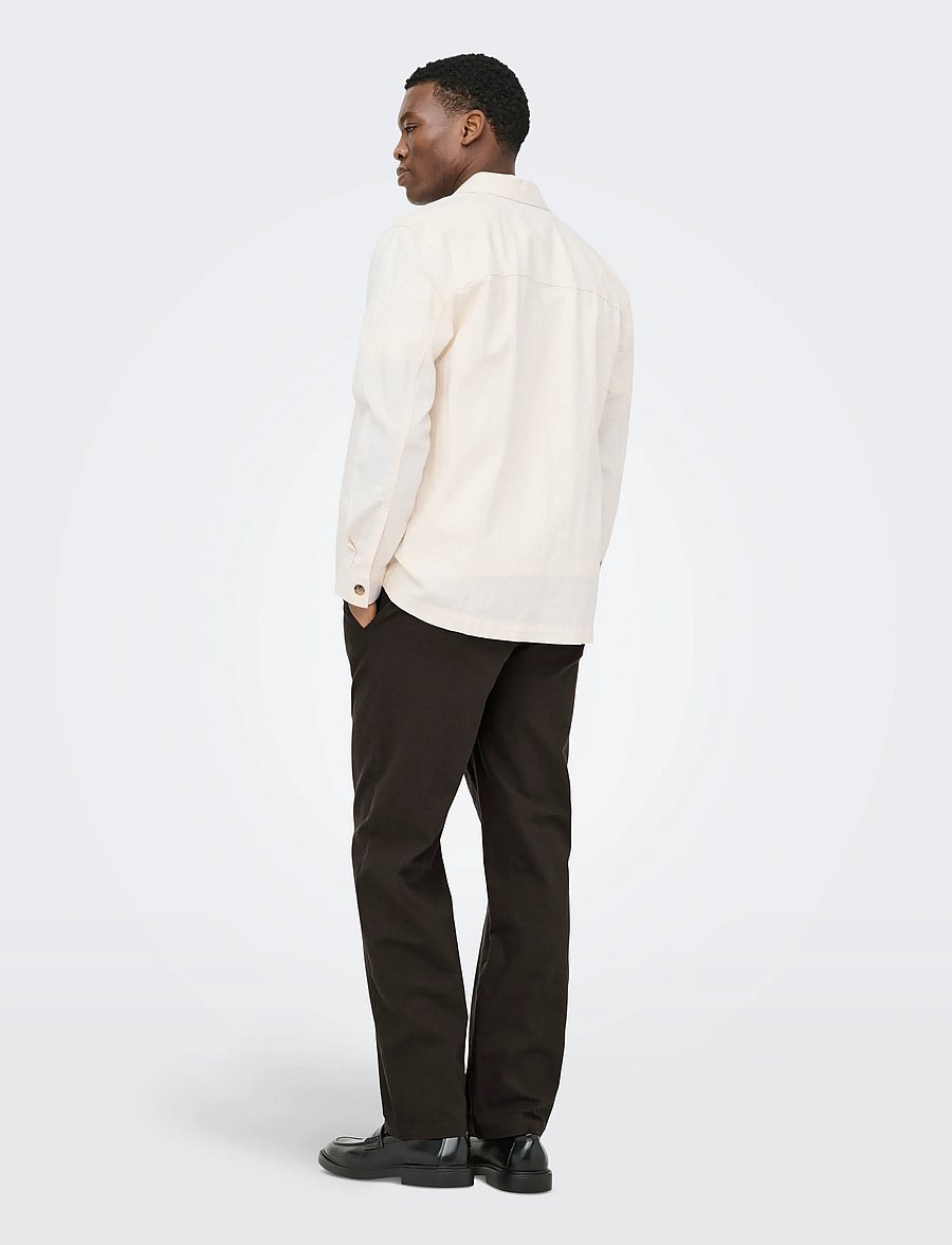 ONLY & SONS - ONSSINUS LOOSE 0007 COT LIN PANT NOOS - hørbukser - demitasse - 3