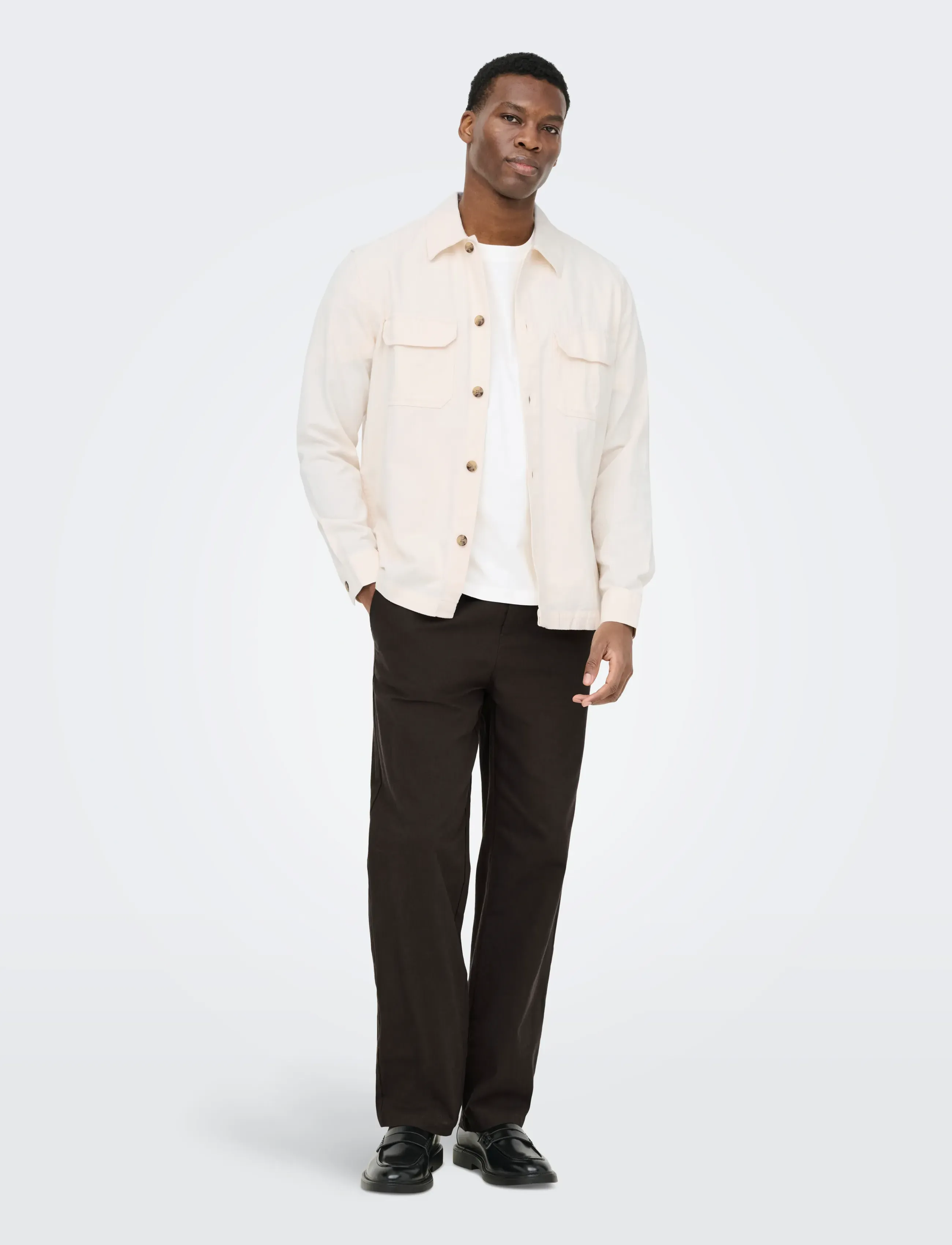 ONLY & SONS - ONSSINUS LOOSE 0007 COT LIN PANT NOOS - linen trousers - demitasse - 4