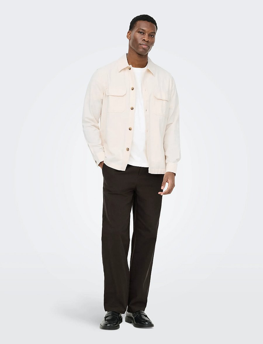 ONLY & SONS - ONSSINUS LOOSE 0007 COT LIN PANT NOOS - hørbukser - demitasse - 4