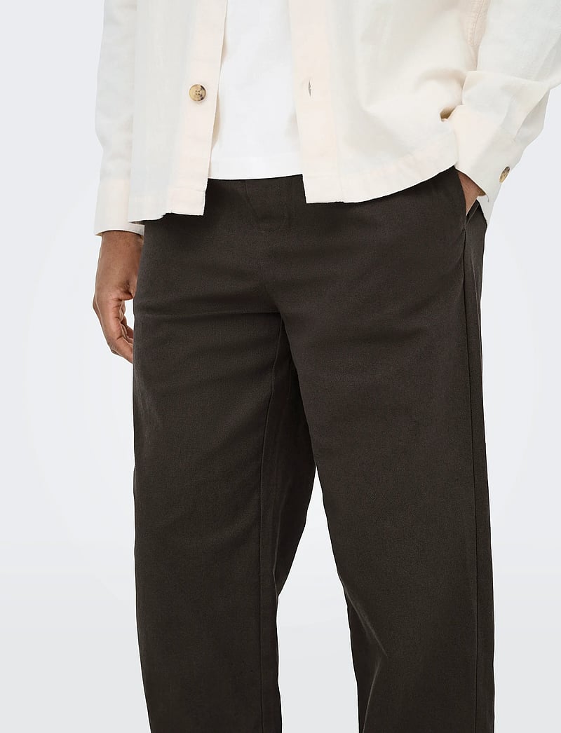 ONLY & SONS - ONSSINUS LOOSE 0007 COT LIN PANT NOOS - leinenhosen - demitasse - 5