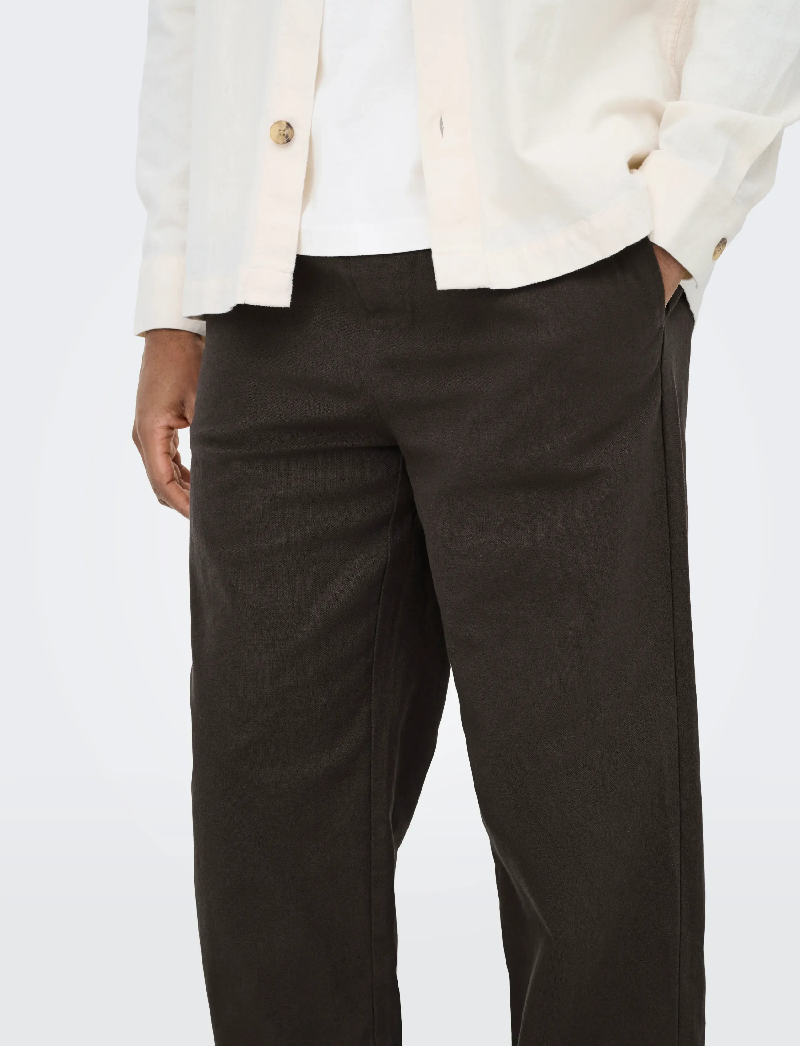 ONLY & SONS - ONSSINUS LOOSE 0007 COT LIN PANT NOOS - linen trousers - demitasse - 5