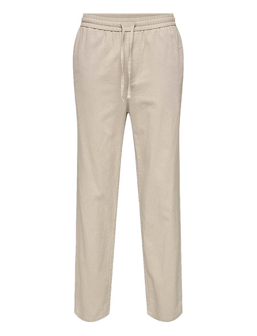 ONLY & SONS - ONSSINUS LOOSE 0007 COT LIN PANT NOOS - leinenhosen - silver lining - 1