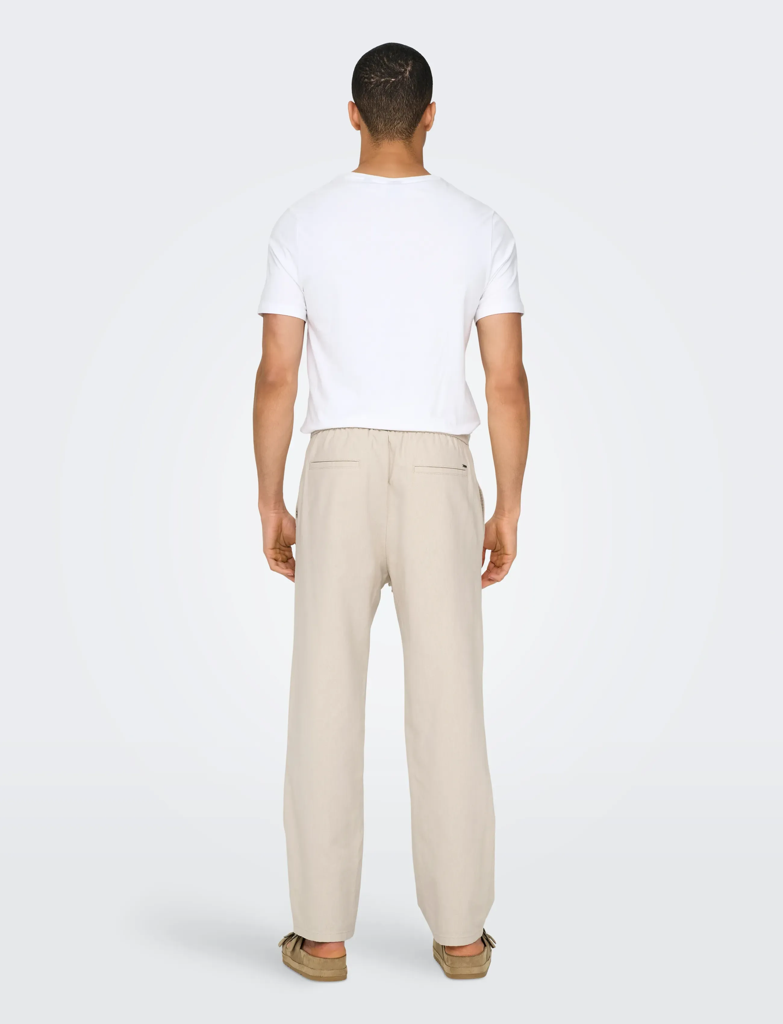 ONLY & SONS - ONSSINUS LOOSE 0007 COT LIN PANT NOOS - linen trousers - silver lining - 3