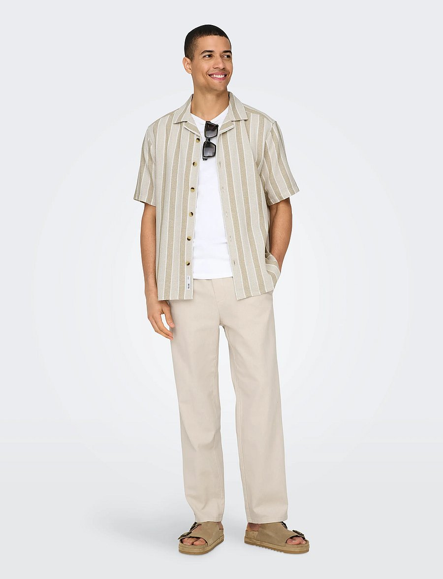 ONLY & SONS - ONSSINUS LOOSE 0007 COT LIN PANT NOOS - leinenhosen - silver lining - 4