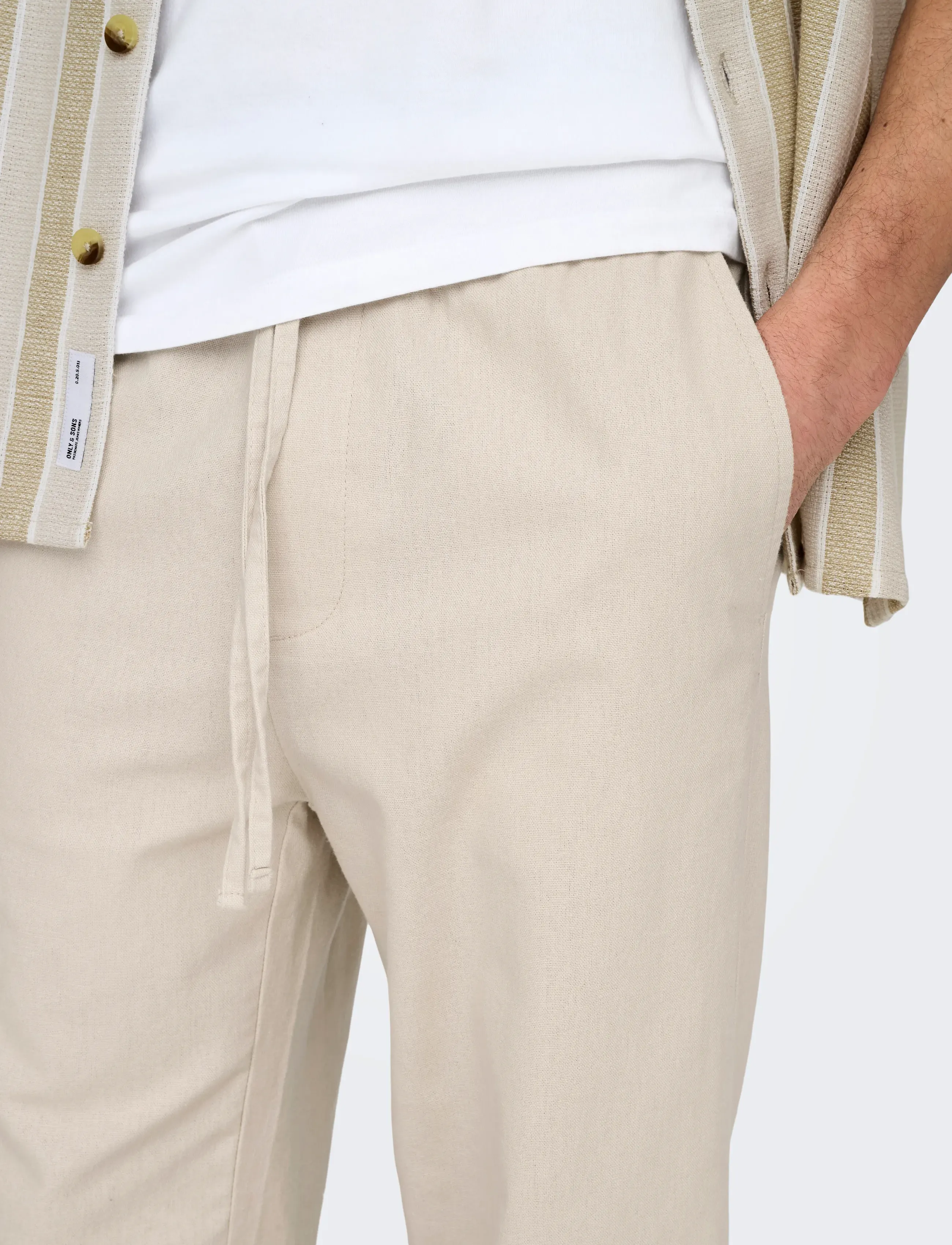 ONLY & SONS - ONSSINUS LOOSE 0007 COT LIN PANT NOOS - linen trousers - silver lining - 5