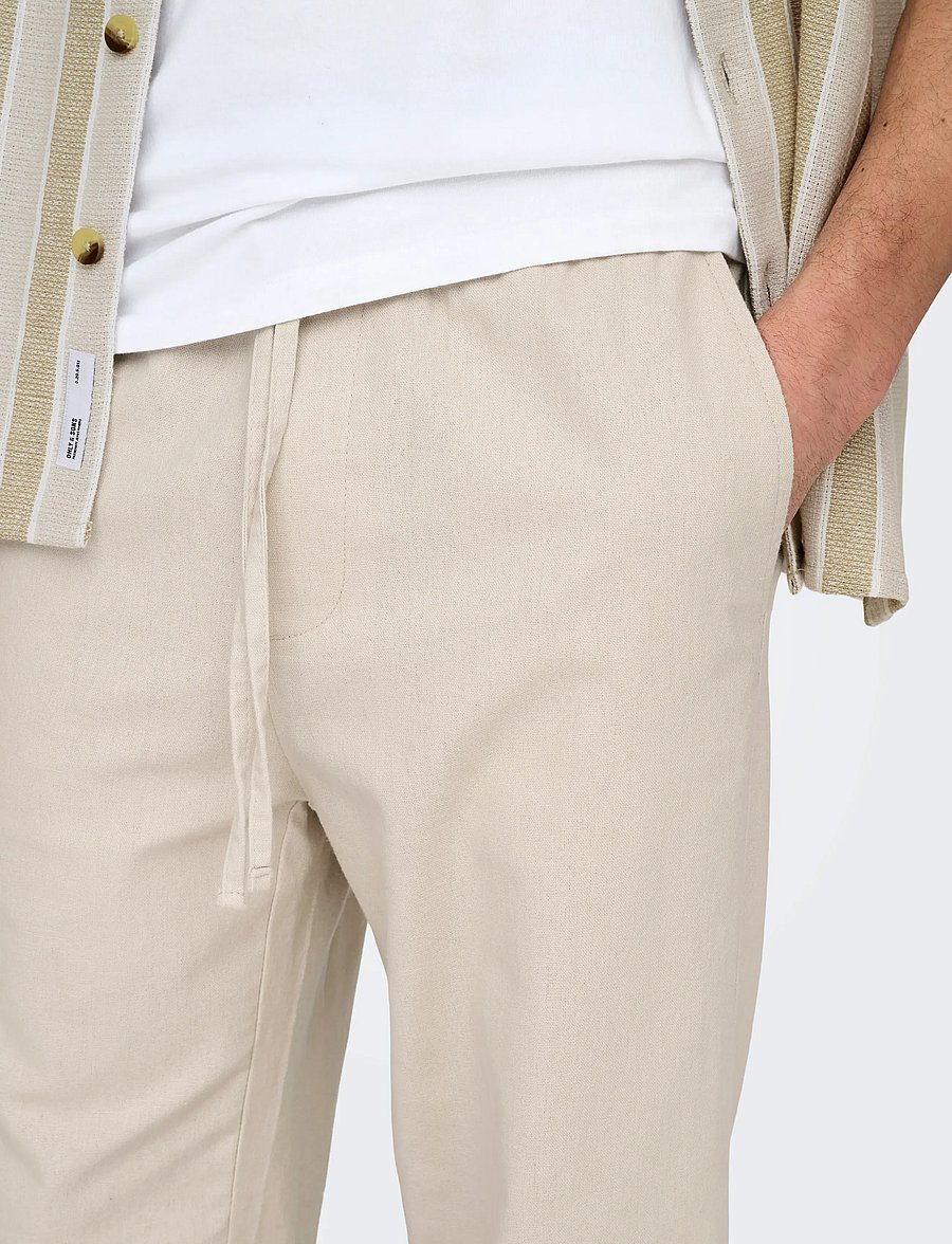ONLY & SONS - ONSSINUS LOOSE 0007 COT LIN PANT NOOS - leinenhosen - silver lining - 5
