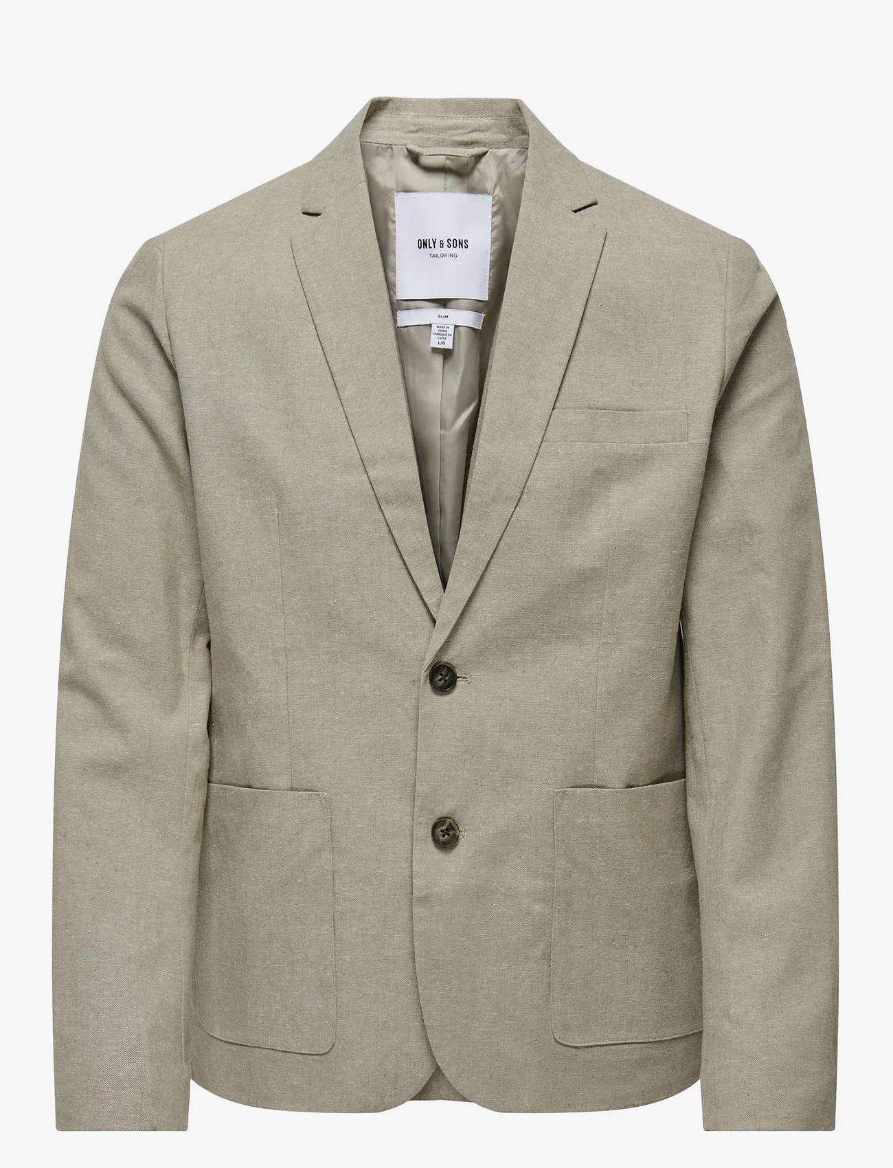 ONLY & SONS - ONSEVE 2BTN CASUAL LINEN MIX 0132 BLAZER - double breasted blazers - fallen rock - 0