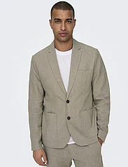 ONLY & SONS - ONSEVE 2BTN CASUAL LINEN MIX 0132 BLAZER - double breasted blazers - fallen rock - 4