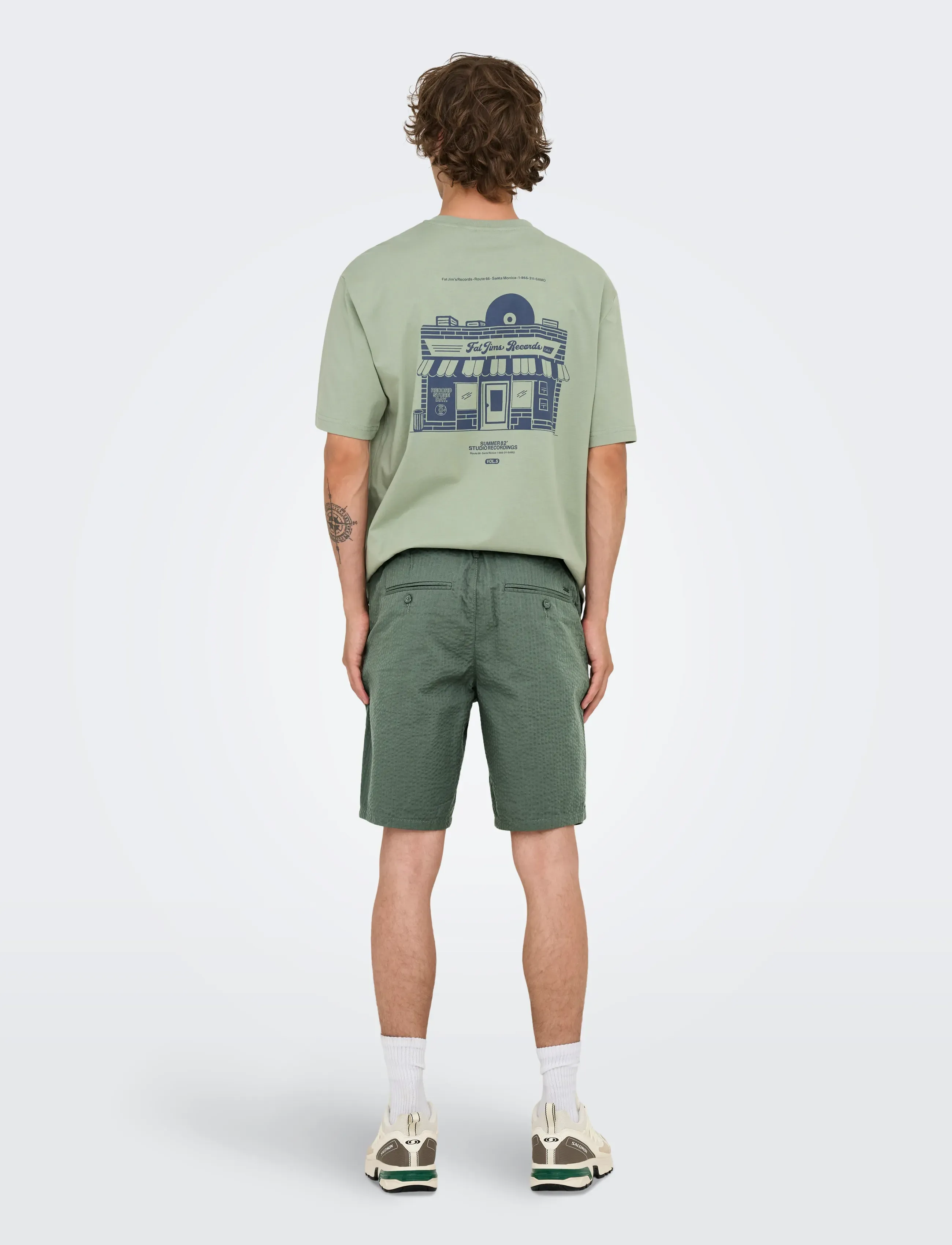 ONLY & SONS - ONSLEO LIFE 0009 SEERSUCKER SHORTS NOOS - hversdagsstuttbuxur - castor gray - 3