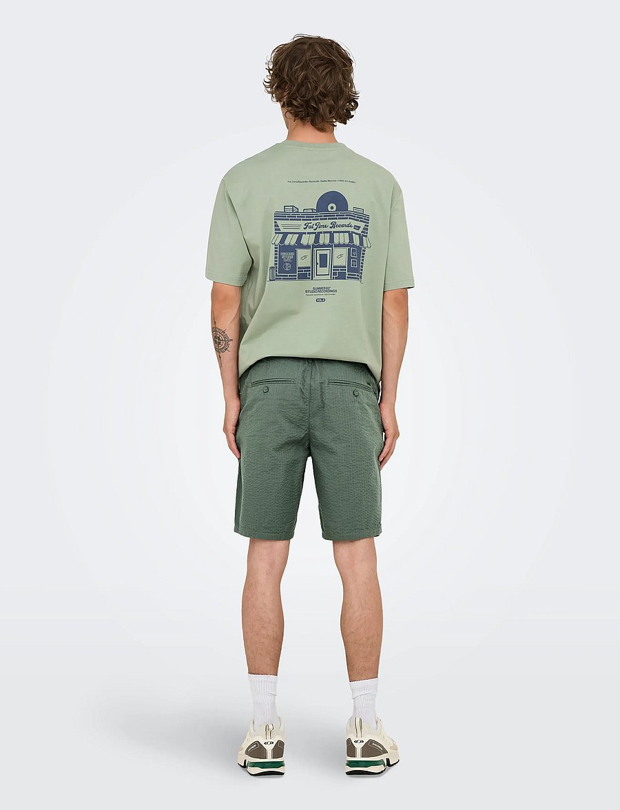 ONLY & SONS - ONSLEO LIFE 0009 SEERSUCKER SHORTS NOOS - freizeitshorts - castor gray - 3