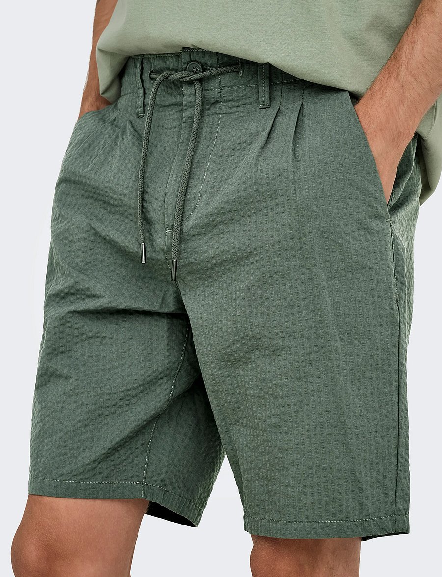 ONLY & SONS - ONSLEO LIFE 0009 SEERSUCKER SHORTS NOOS - freizeitshorts - castor gray - 4