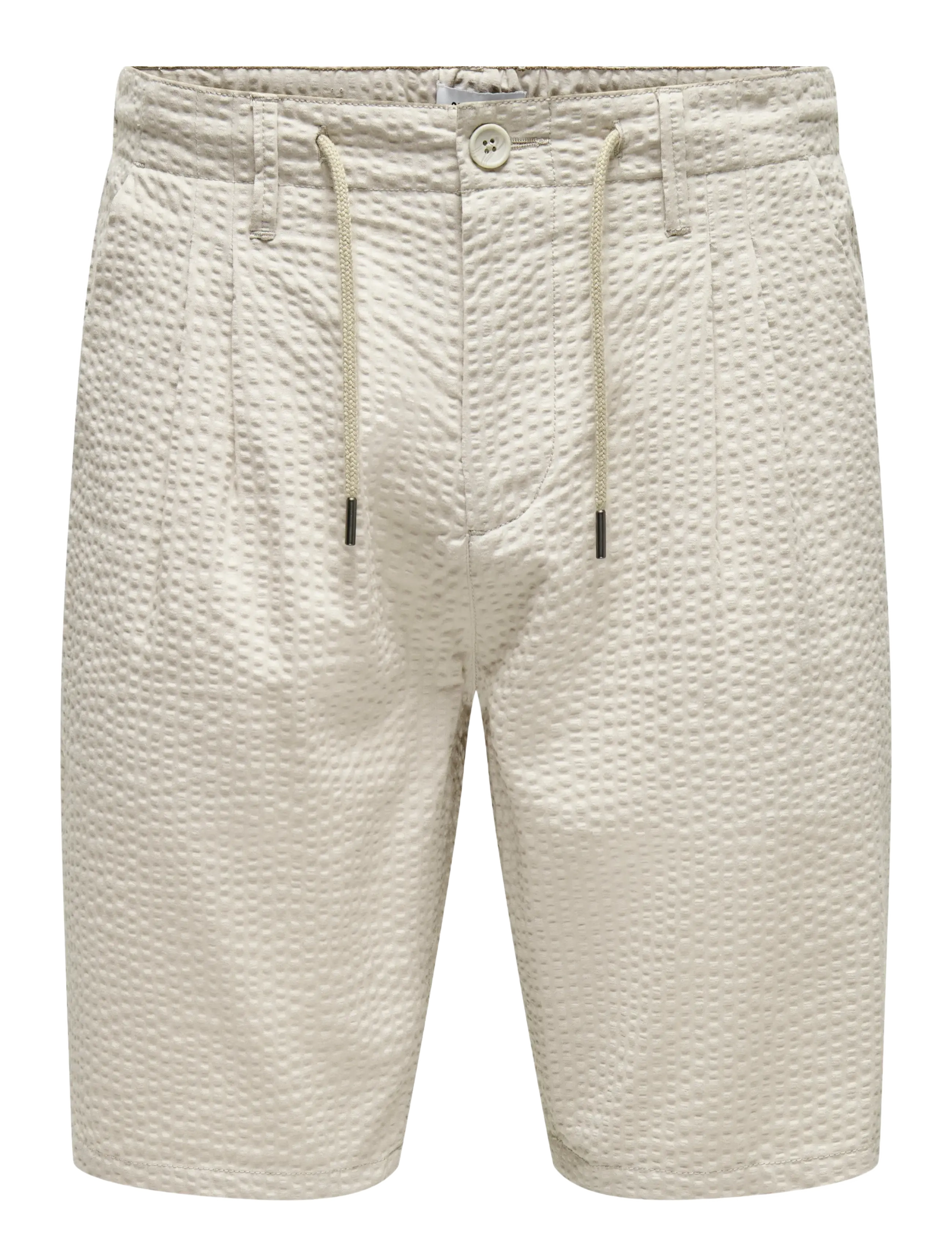 ONLY & SONS ONSLEO LIFE 0009 SEERSUCKER SHORTS NOOS - Kleidung - SILVER LINING / beige