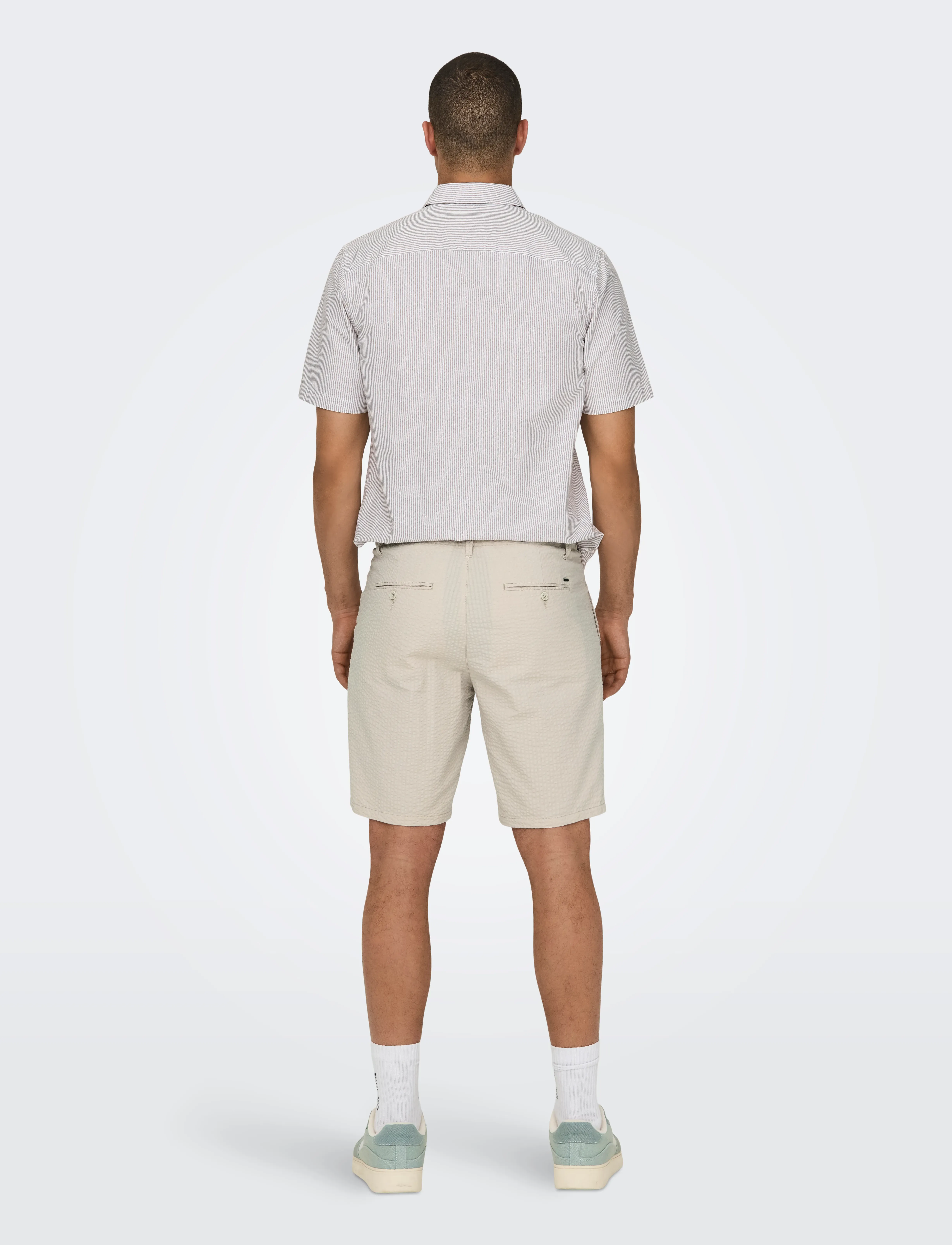 ONLY & SONS - ONSLEO LIFE 0009 SEERSUCKER SHORTS NOOS - die niedrigsten preise - silver lining - 3