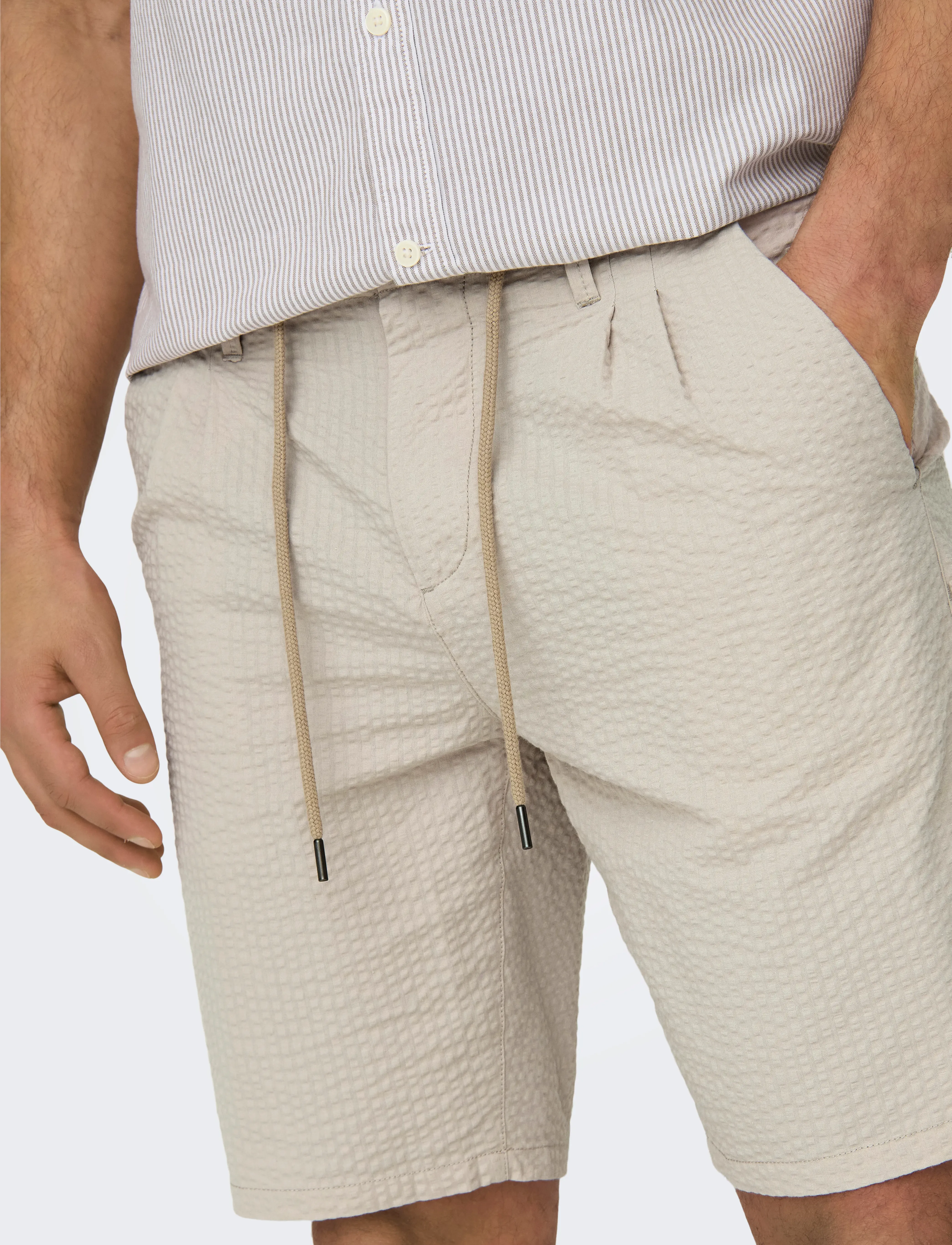 ONLY & SONS - ONSLEO LIFE 0009 SEERSUCKER SHORTS NOOS - die niedrigsten preise - silver lining - 5