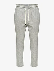 ONLY & SONS - ONSLINUS CROP 0136 STRIPE LINEN PANT - lininės kelnės - bering sea - 0