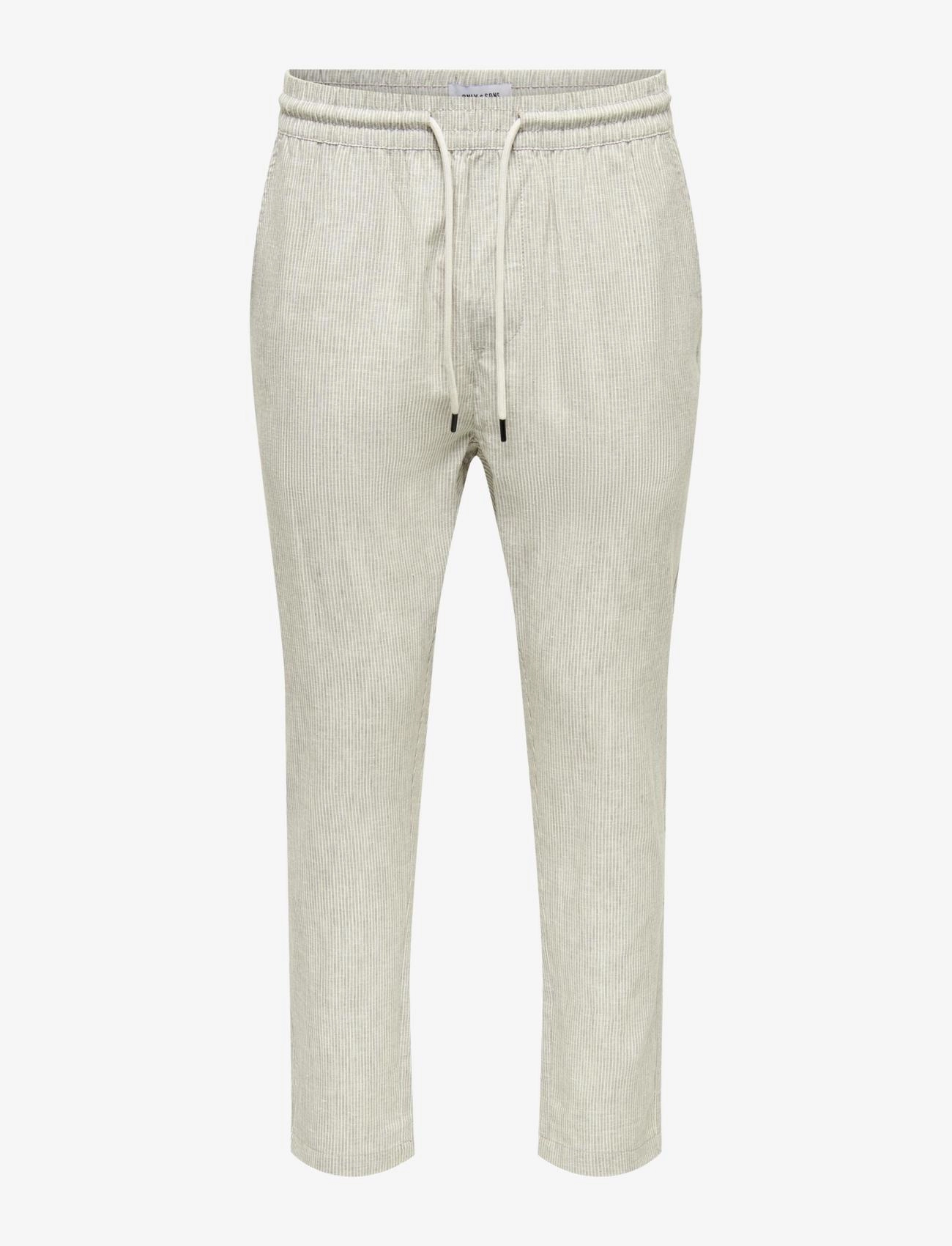 ONSLINUS CROP 0136 STRIPE LINEN PANT - FALLEN ROCK