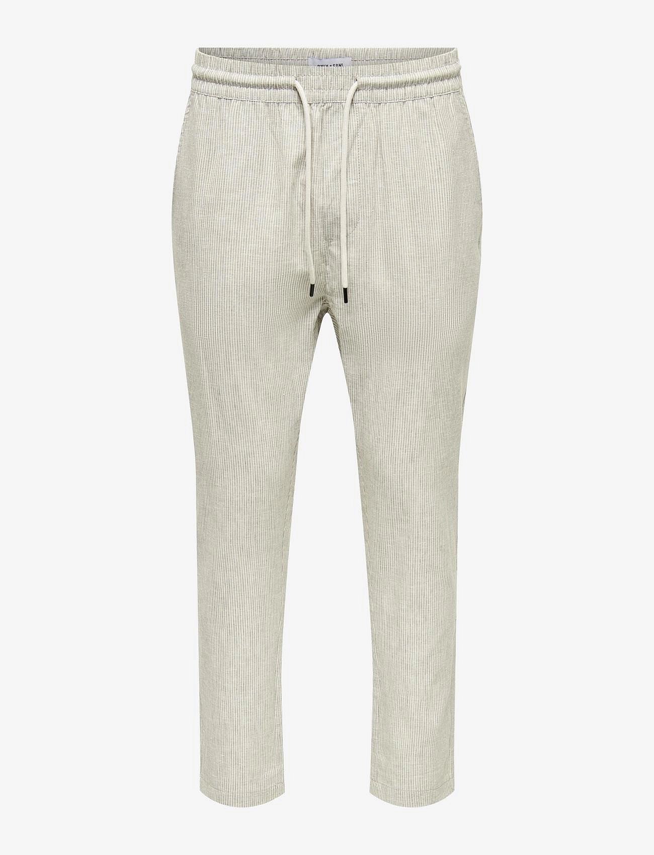 ONSLINUS CROP 0136 STRIPE LINEN PANT - FALLEN ROCK