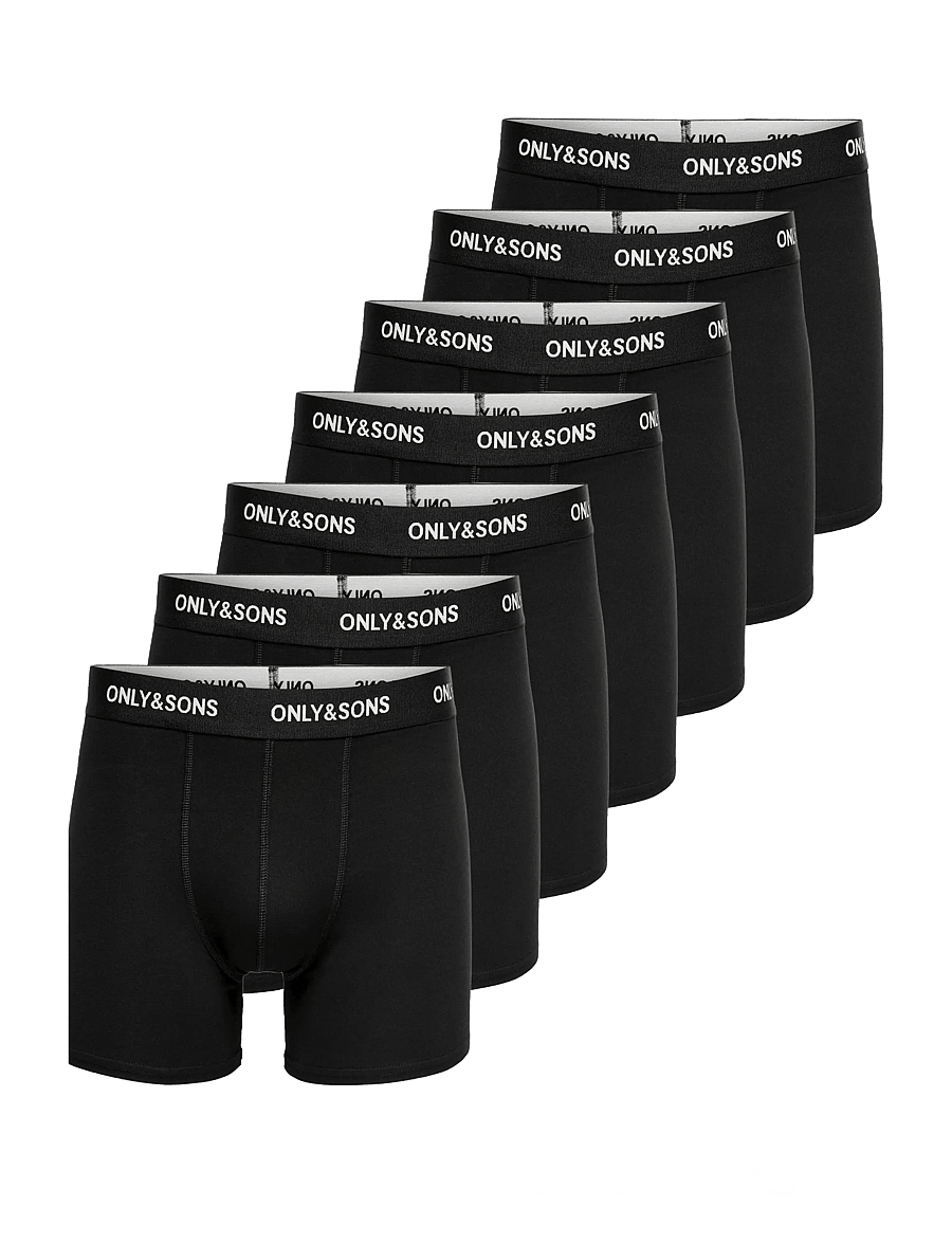 ONLY & SONS - ONSFITZ SOLID BLACK BOXER 7-PACK NOOS - multipack underbukser - black - 1
