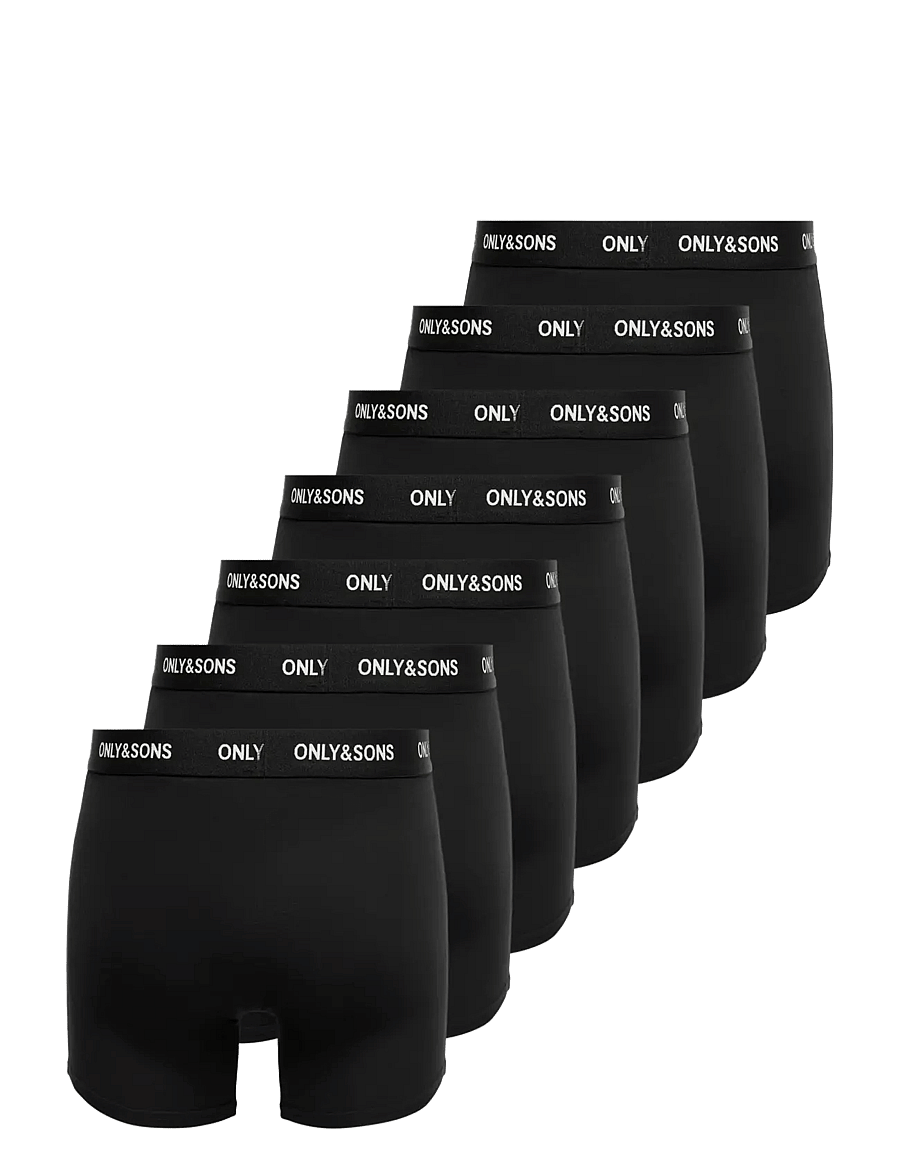 ONLY & SONS - ONSFITZ SOLID BLACK BOXER 7-PACK NOOS - multipack underbukser - black - 2