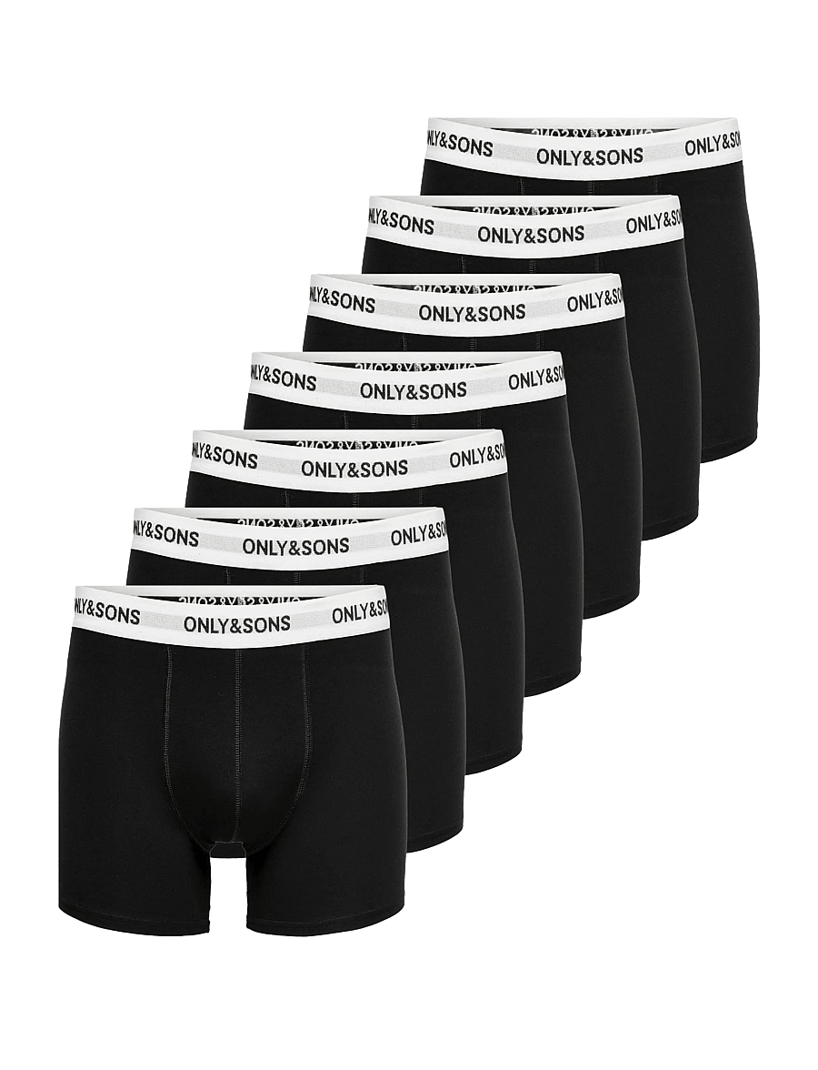 ONLY & SONS - ONSFITZ SOLID BLACK BOXER 7-PACK NOOS - multipack underpants - black - 0