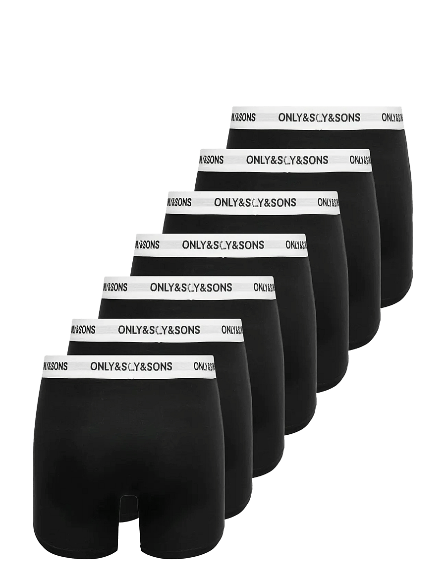 ONLY & SONS - ONSFITZ SOLID BLACK BOXER 7-PACK NOOS - multipack underpants - black - 1