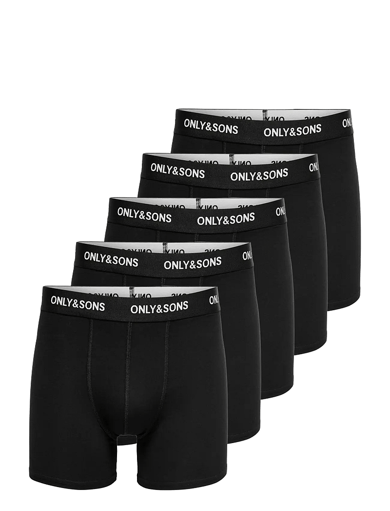 ONLY & SONS - ONSFITZ SOLID BLACK BOXER 5-PACK - boxer briefs - black - 0