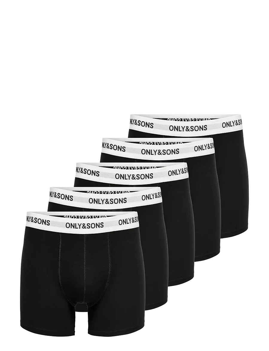 ONLY & SONS - ONSFITZ SOLID BLACK BOXER 5-PACK - boxer briefs - black - 0