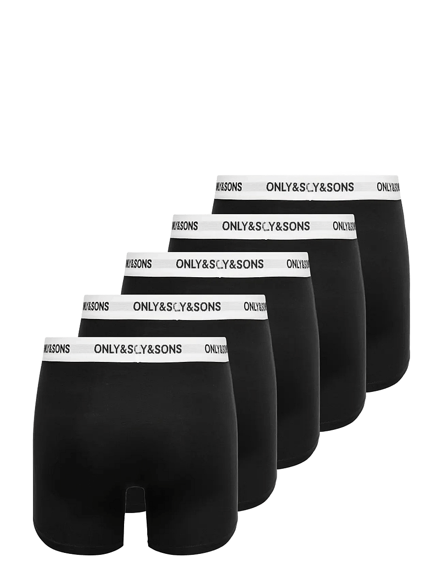 ONLY & SONS - ONSFITZ SOLID BLACK BOXER 5-PACK - boxer briefs - black - 1