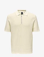 ONSDOMI DS 12 STRUC HALF ZIP POLO KNIT - ANTIQUE WHITE