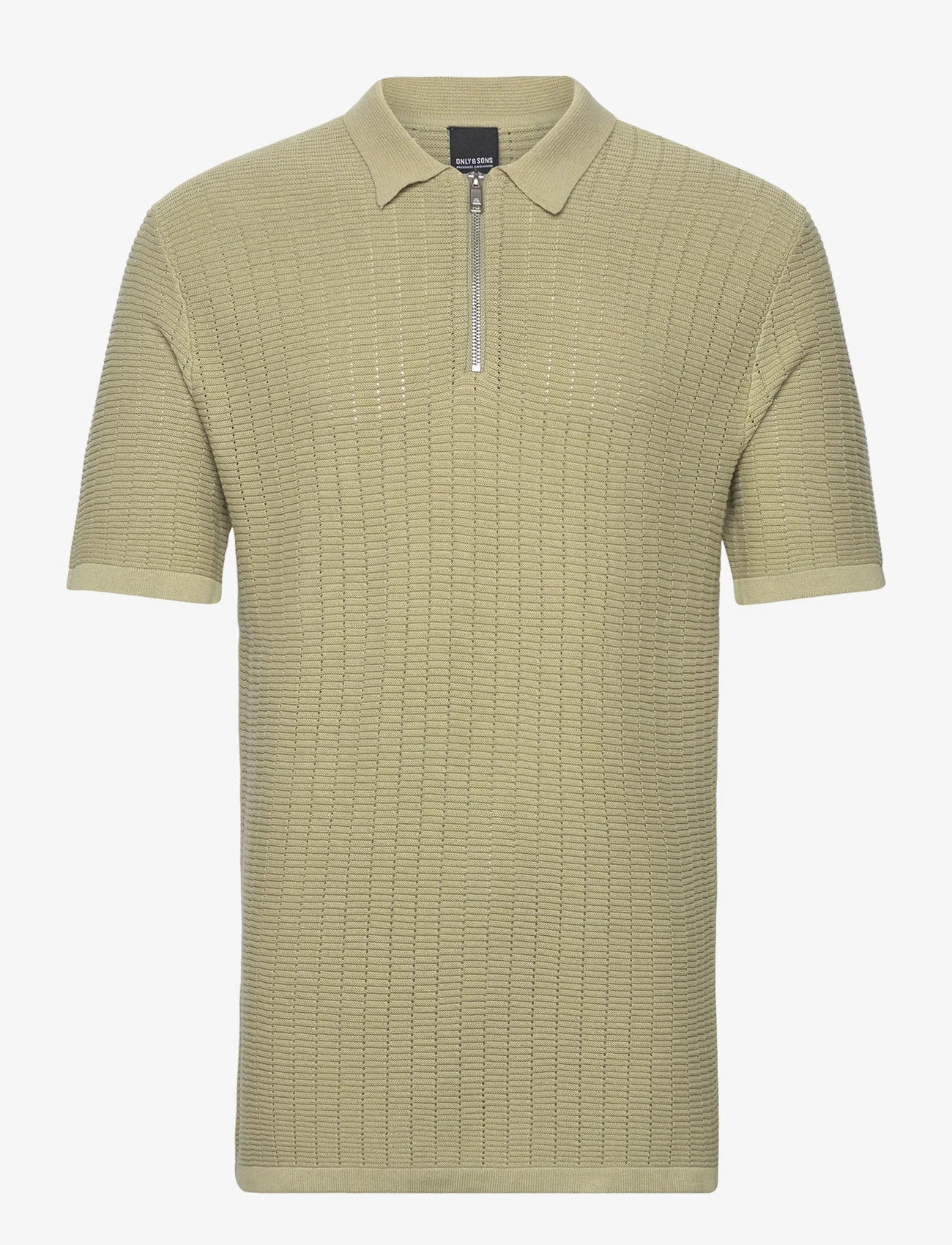 ONLY & SONS - ONSDOMI DS 12 STRUC HALF ZIP POLO KNIT - zemākās cenas - tea - 0