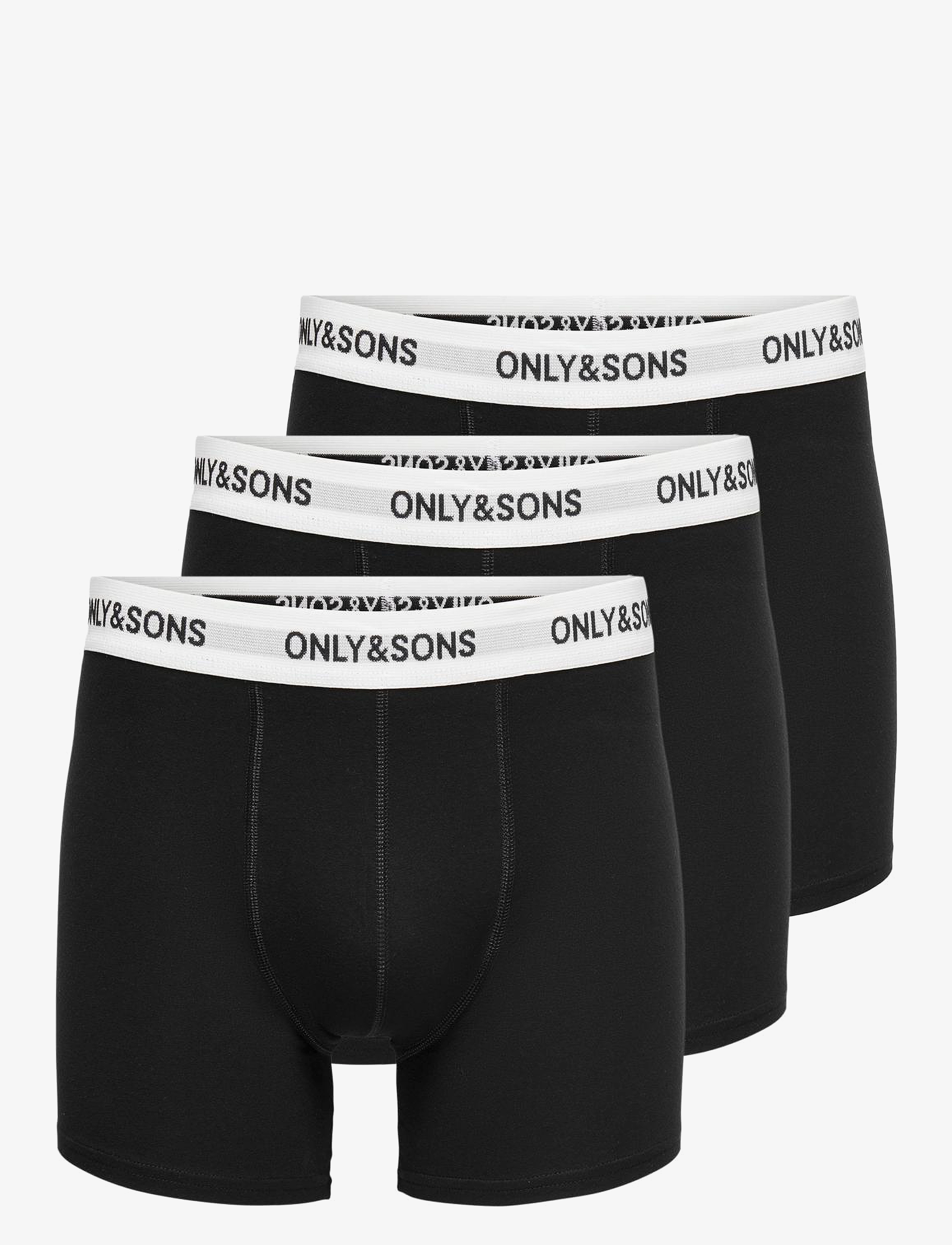 ONLY & SONS Onsfitz Solid Boxer 3Pack Noos, XL, Underwear, Schwarz - Boxers, Männerswear