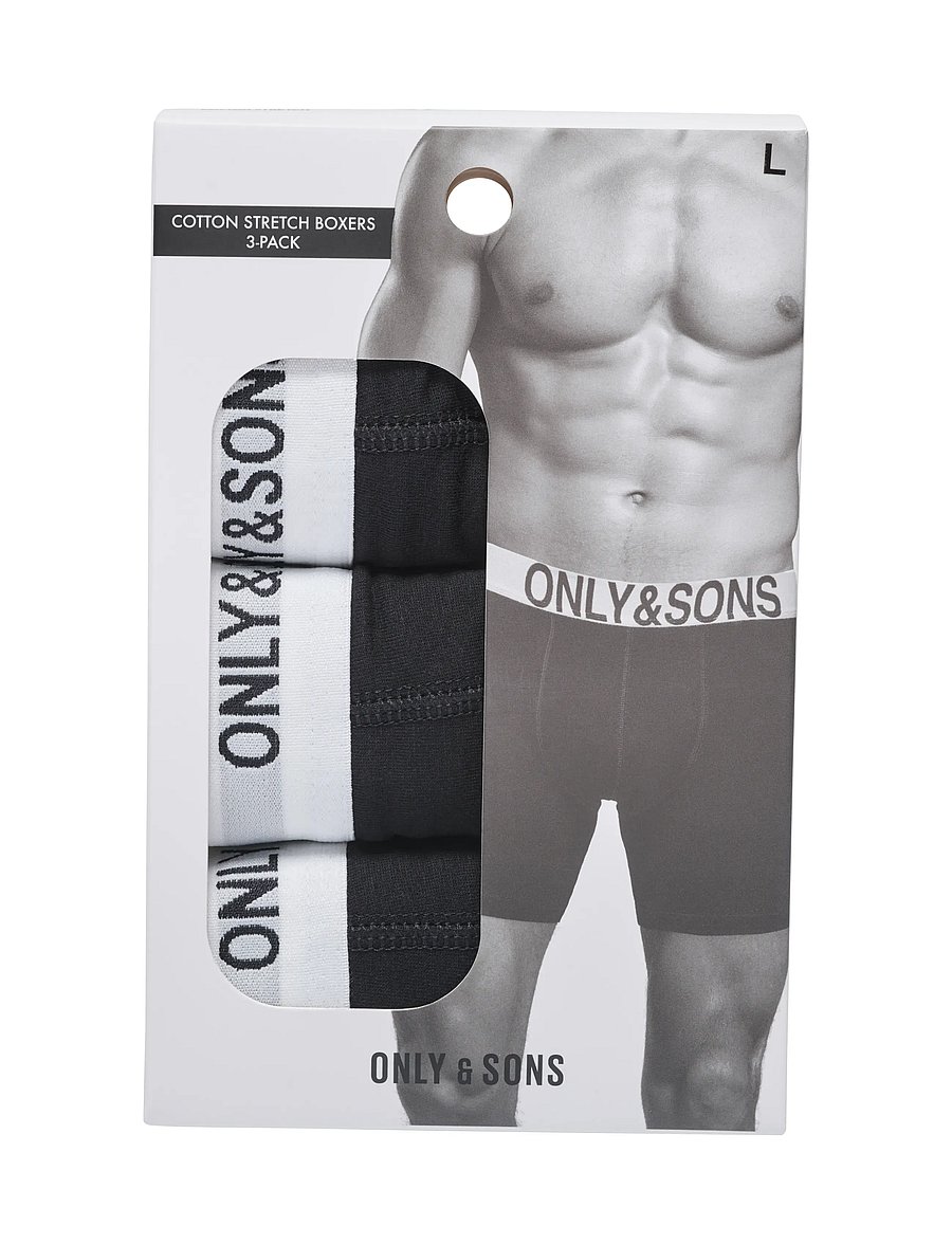 ONLY & SONS - ONSFITZ SOLID BOXER 3PACK NOOS - unterhosen im multipack - black - 4