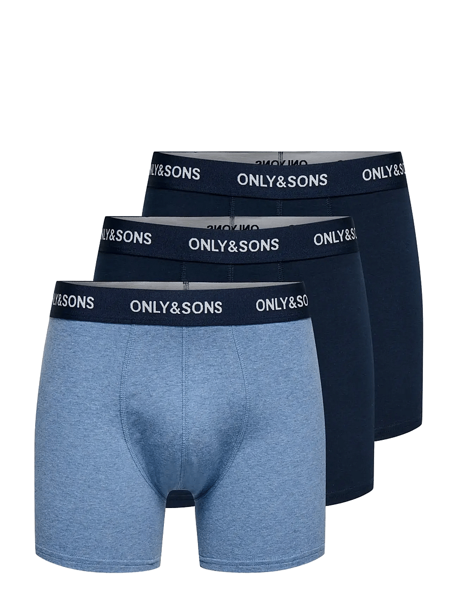 ONLY & SONS - ONSFITZ SOLID BOXER 3PACK NOOS - unterhosen im multipack - medium blue melange - 0