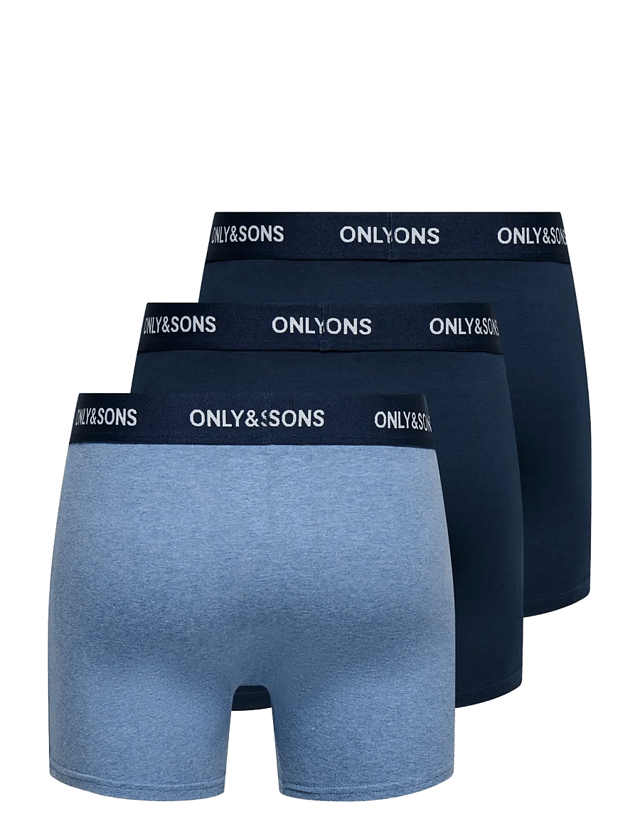 ONLY & SONS - ONSFITZ SOLID BOXER 3PACK NOOS - unterhosen im multipack - medium blue melange - 1