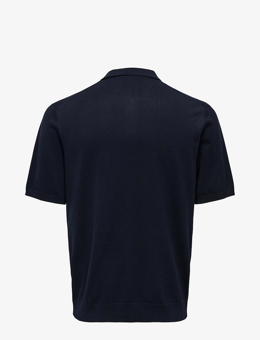 ONLY & SONS - ONSWYLER LIFE REG 14 SS ZIP POLO KNIT - kootud polosärgid - dark navy - 2