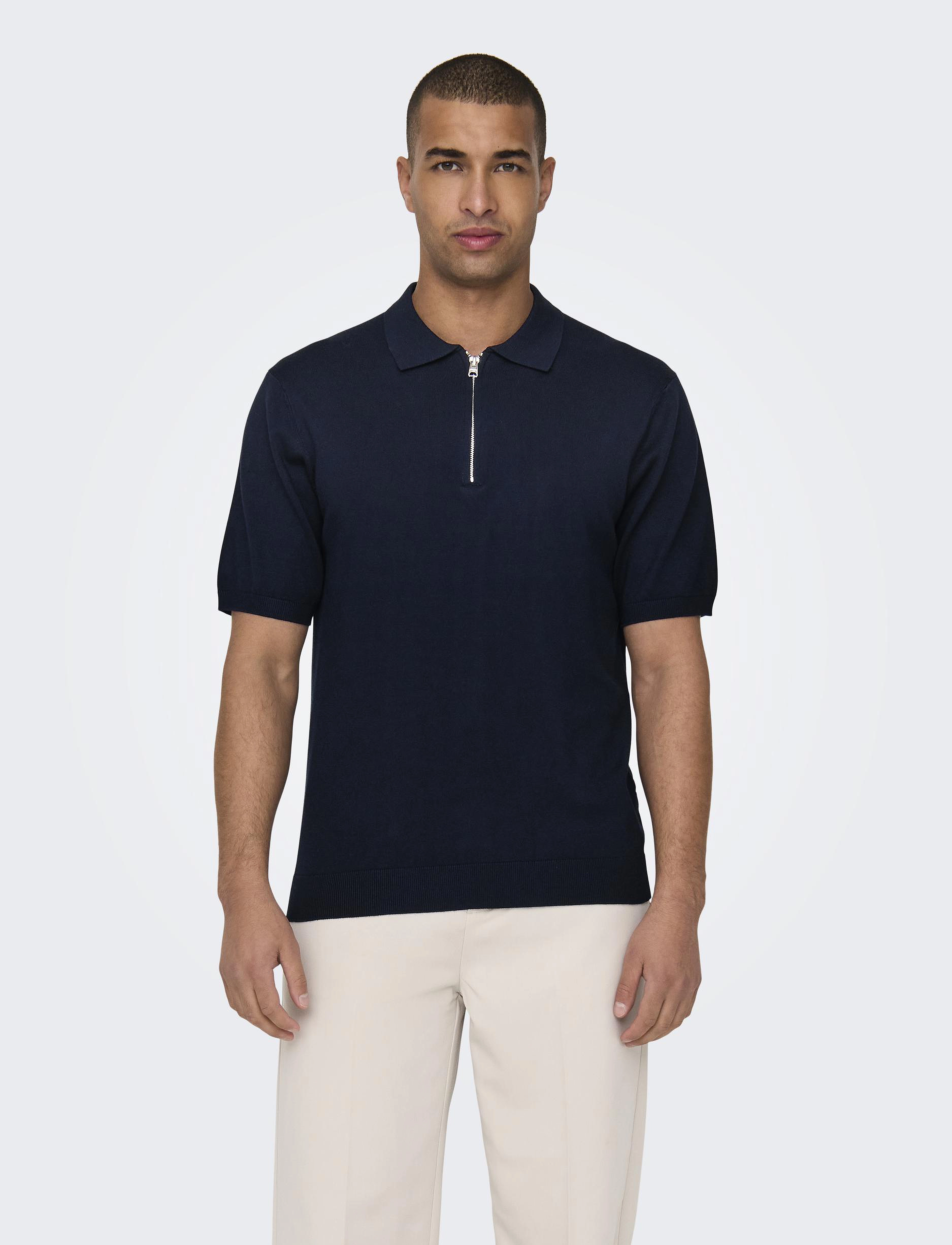 Onswyler Life Reg 14 Ss Zip Polo Knit