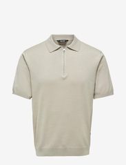 ONSWYLER LIFE REG 14 SS ZIP POLO KNIT - SILVER LINING