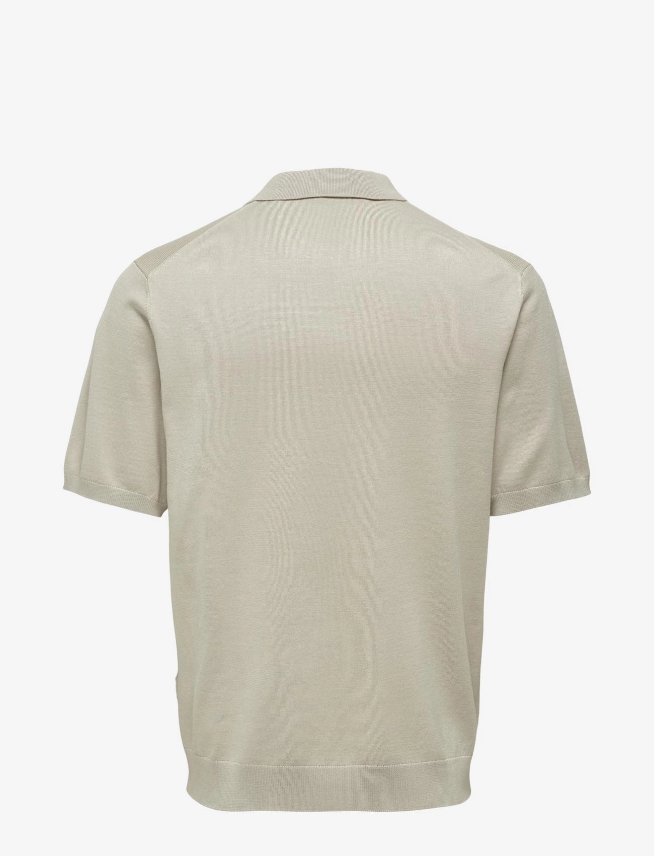 ONLY & SONS - ONSWYLER LIFE REG 14 SS ZIP POLO KNIT - kootud polosärgid - silver lining - 2
