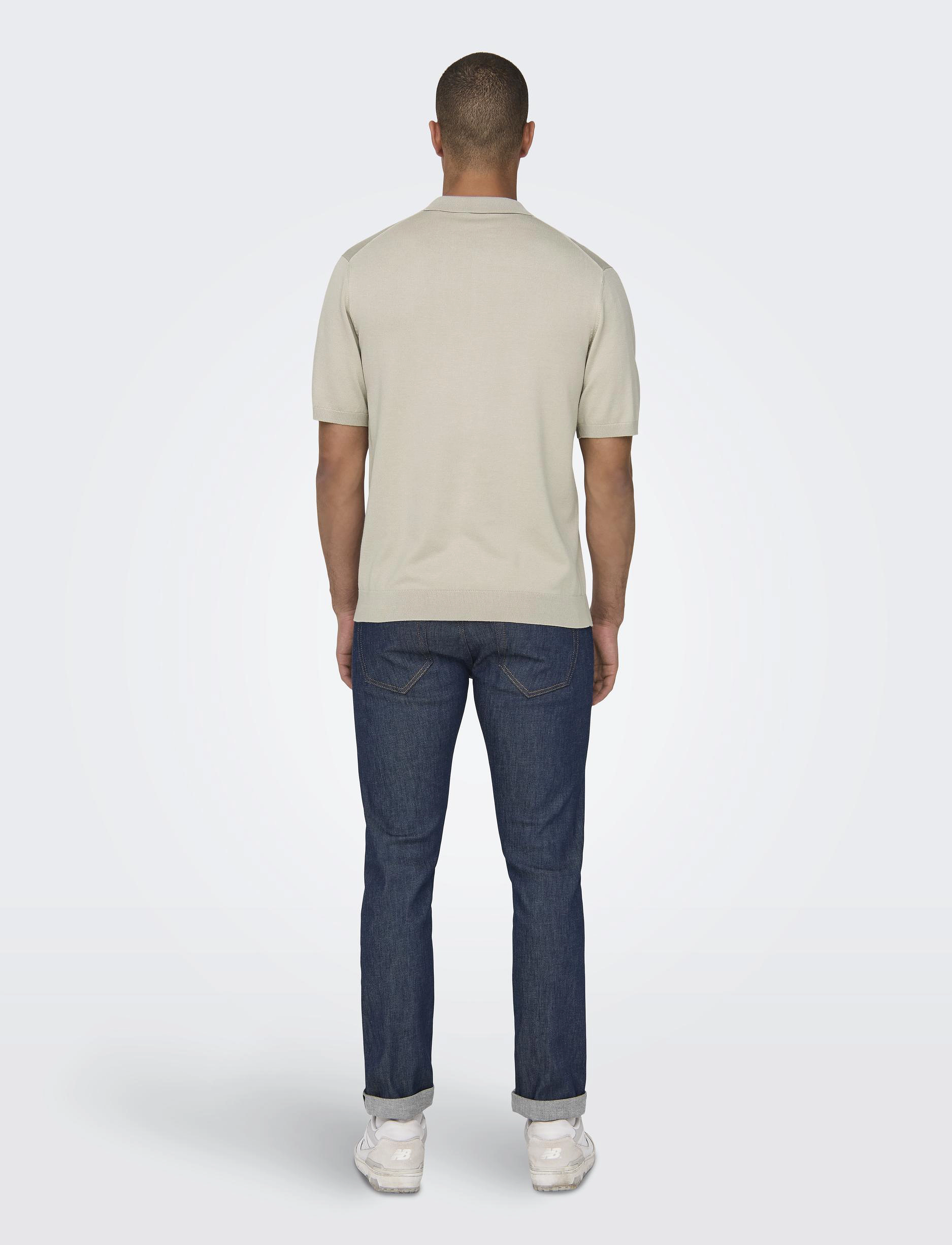 ONLY & SONS - ONSWYLER LIFE REG 14 SS ZIP POLO KNIT - polostrik - silver lining - 3