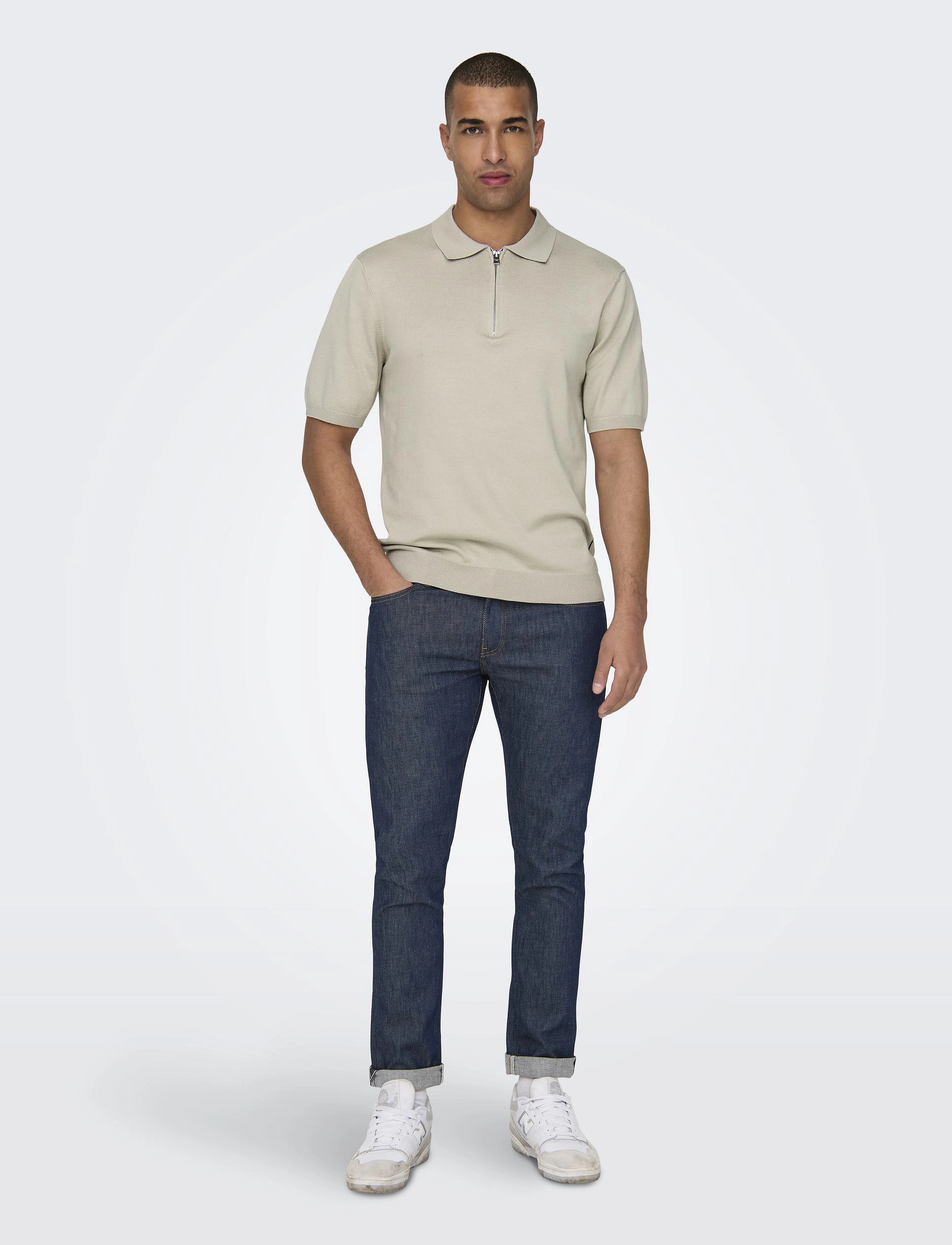 ONLY & SONS Onswyler Life Reg 14 Ss Zip Polo Knit pikéer herr – bild 5
