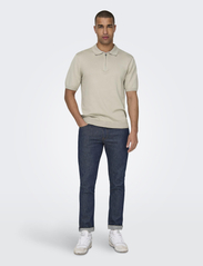 ONLY & SONS - ONSWYLER LIFE REG 14 SS ZIP POLO KNIT - mažiausios kainos - silver lining - 6