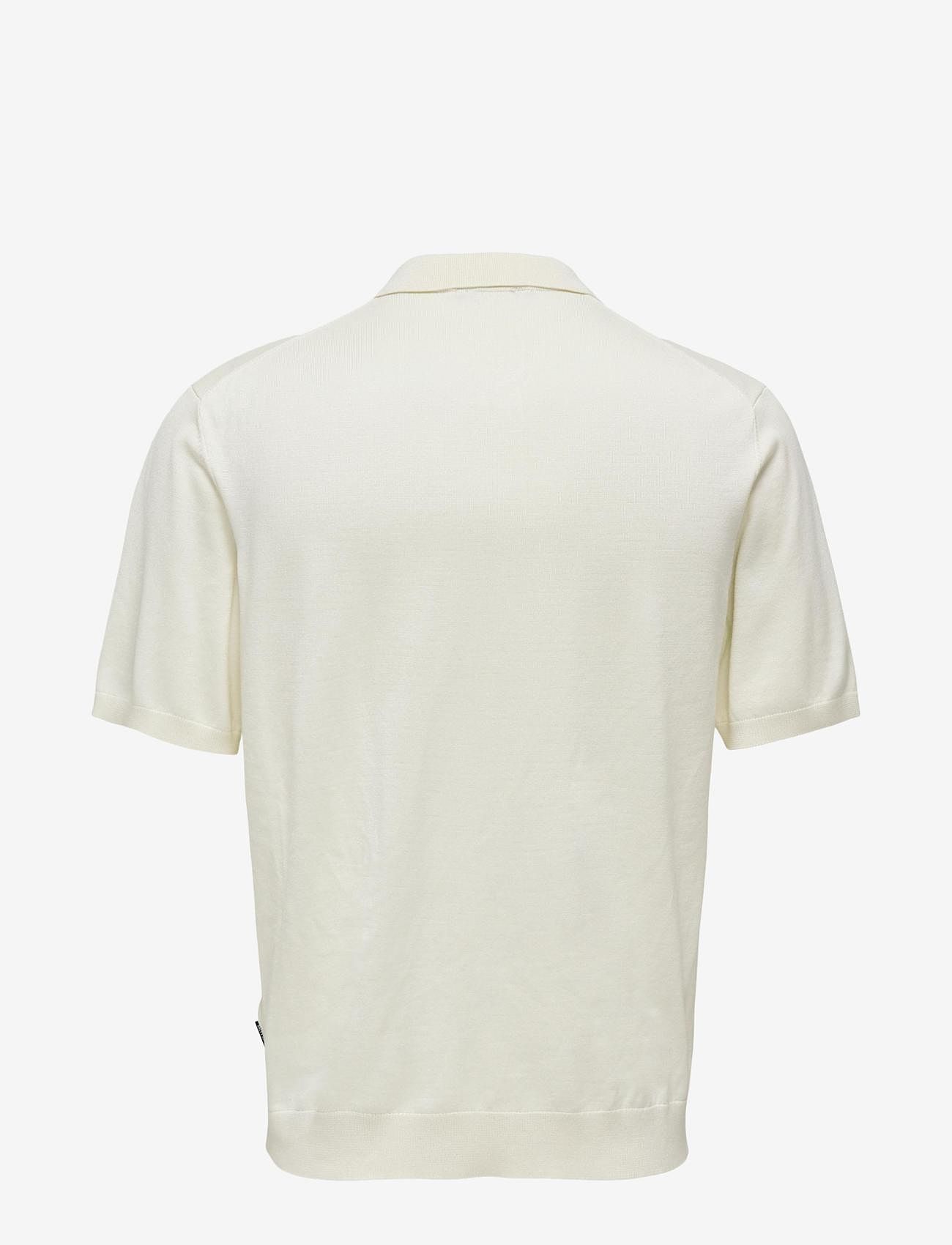 ONLY & SONS - ONSWYLER LIFE REG 14 SS ZIP POLO KNIT - kootud polosärgid - star white - 2