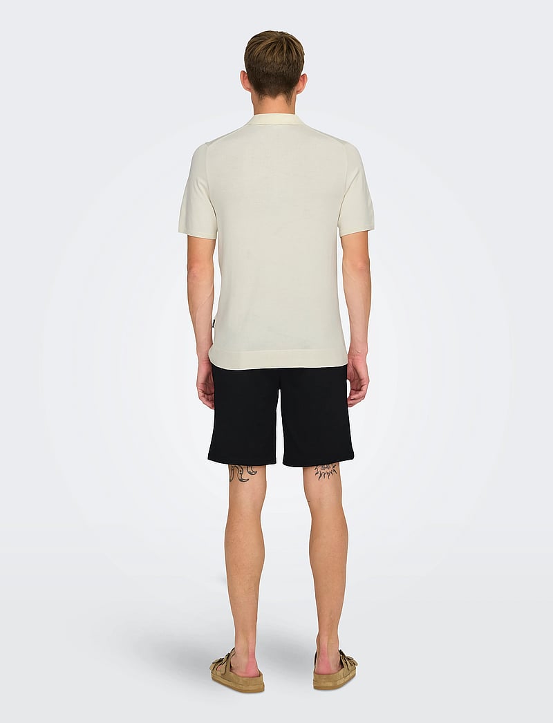 ONLY & SONS - ONSWYLER LIFE REG 14 SS ZIP POLO KNIT - kootud polosärgid - star white - 3