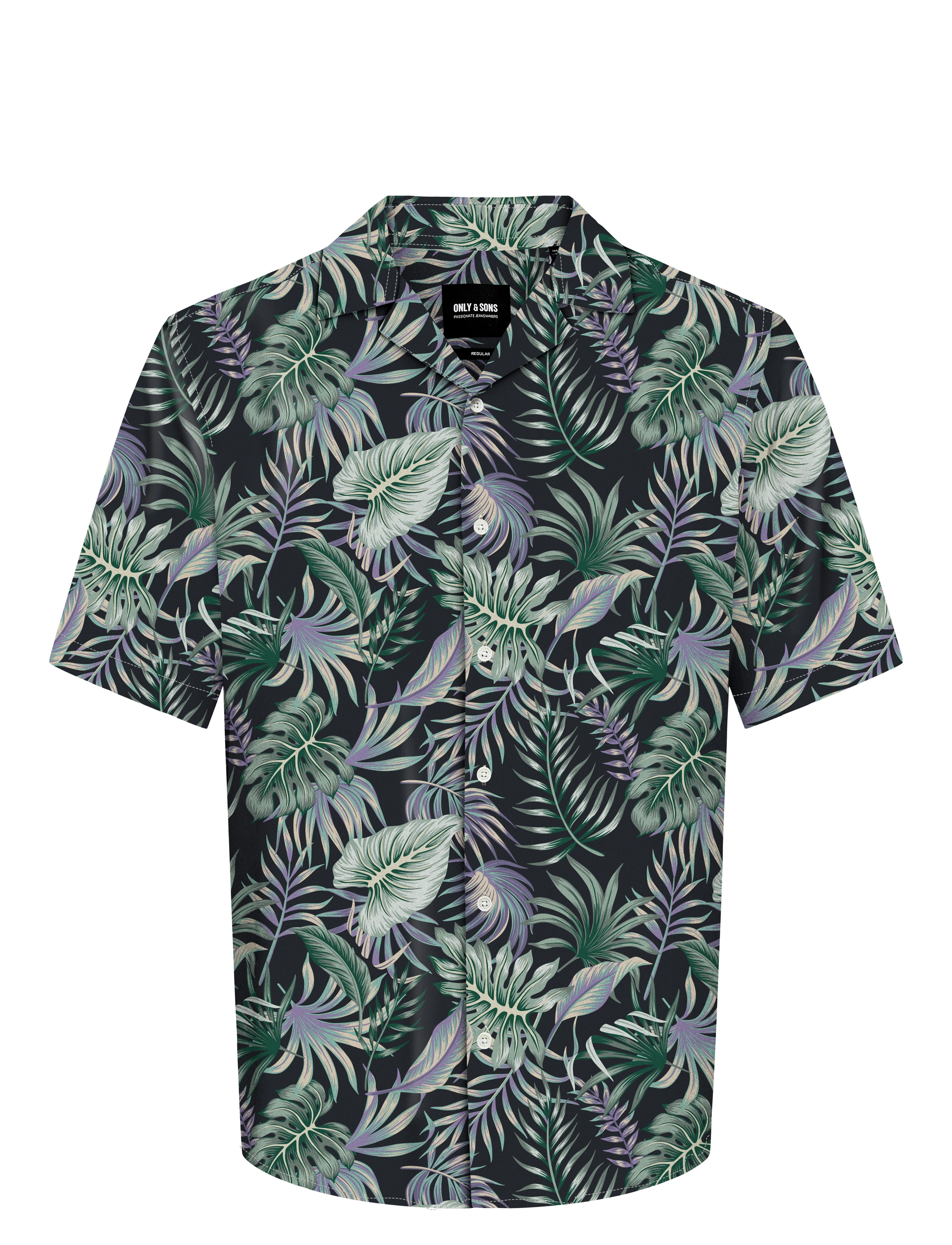 ONLY & SONS ONSWAYNE LIFE AOP SS VISCOSE SHIRT NOOS - ONLY & SONS - BLACK / black