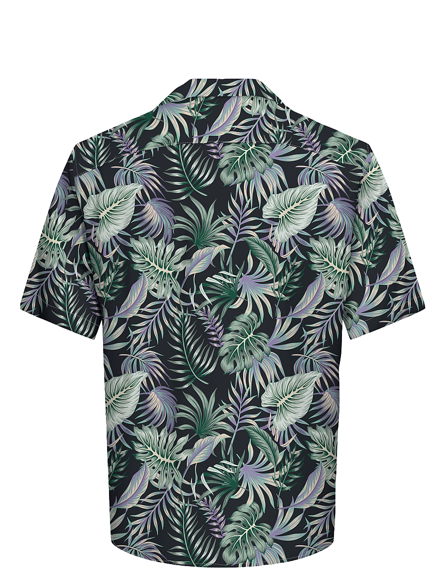 ONLY & SONS - ONSWAYNE LIFE AOP SS VISCOSE SHIRT NOOS - kortærmede skjorter - black - 1