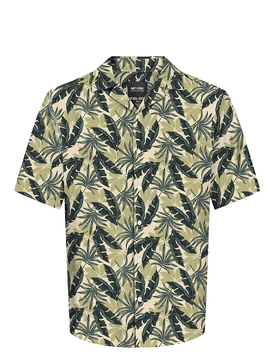 ONLY & SONS - ONSWAYNE LIFE AOP SS VISCOSE SHIRT NOOS - stutterma skyrtur - kambaba - 1