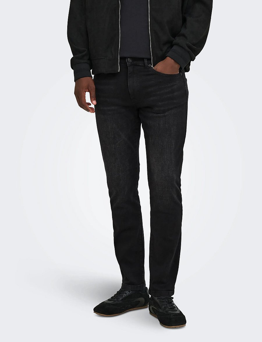 ONLY & SONS - ONSWEFT REGULAR BLACK 8638 MAT DNM NOOS - normale jeans - black denim - 0