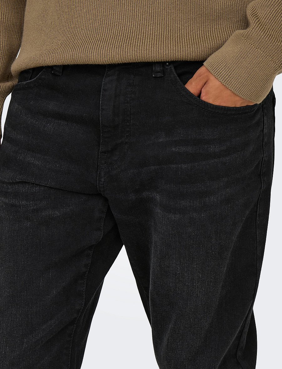 ONLY & SONS - ONSWEFT REGULAR BLACK 8638 MAT DNM NOOS - normale jeans - black denim - 5